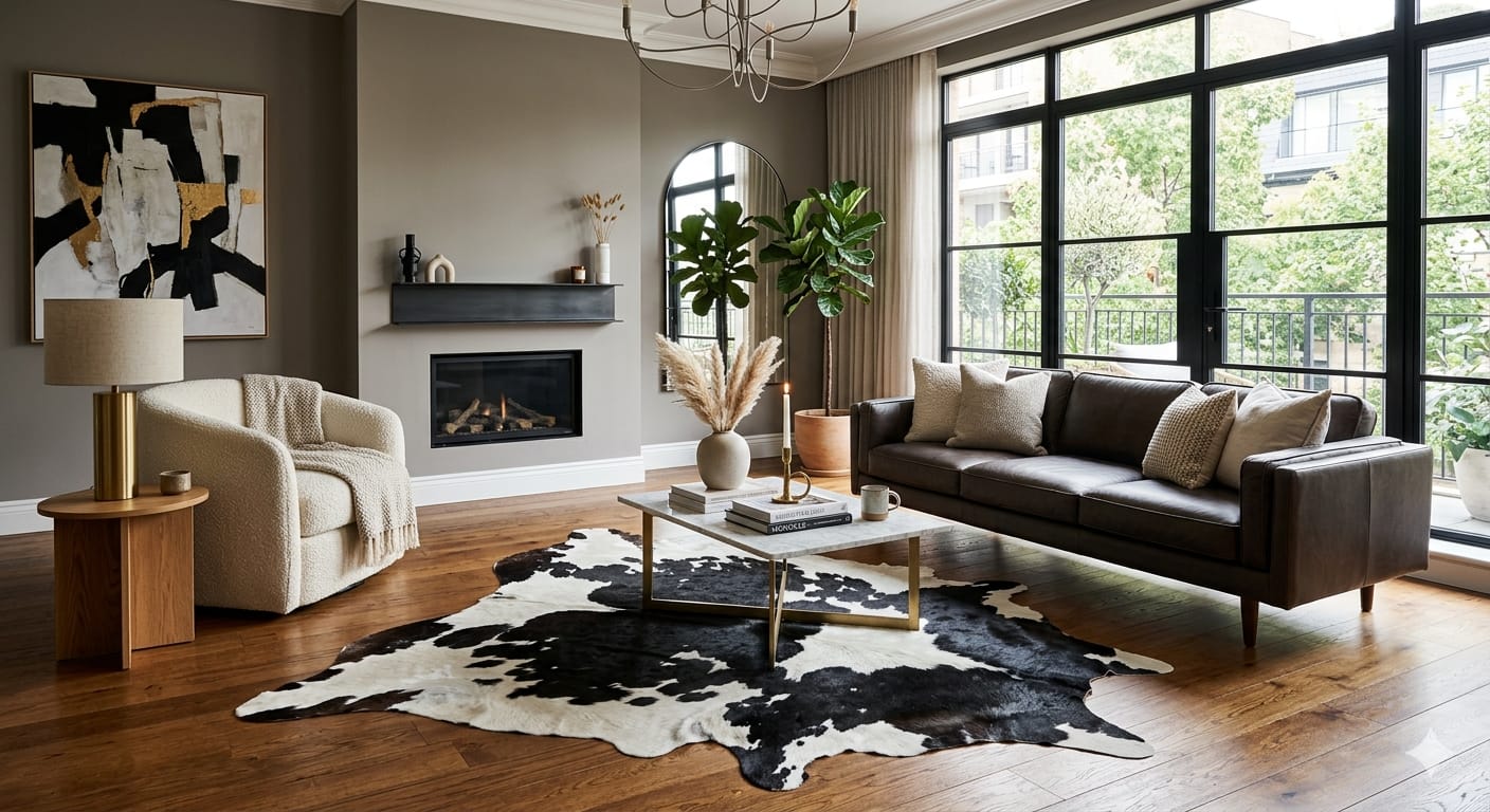 How to Choose the Perfect Cowhide Rug for a Luxury Living Room