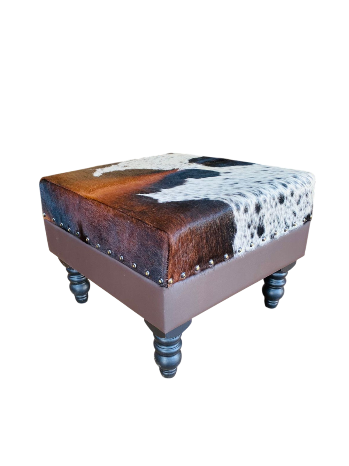 Authentic Nguni Cowhide Ottoman – THS10033 ( 60mm X 60mm X 45mm)