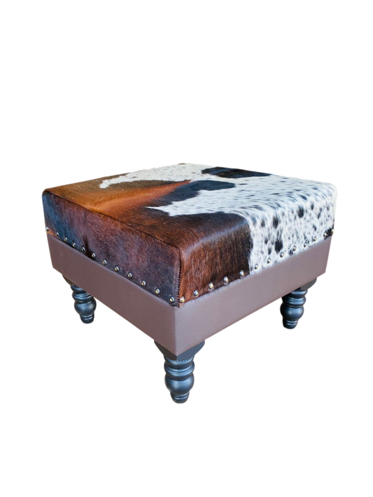 Authentic Nguni Cowhide Ottoman – THS10033 ( 60mm X 60mm X 45mm)