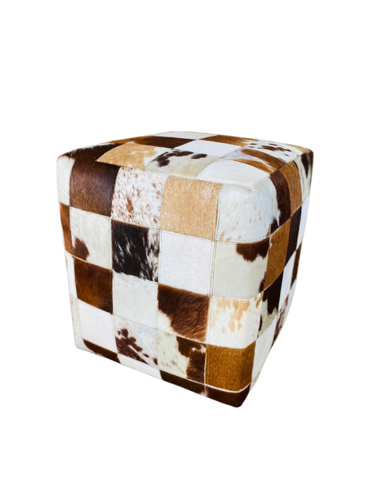 Authentic Nguni Cowhide Ottoman – THS10034 ( 40mm X 40mm X 47mm)