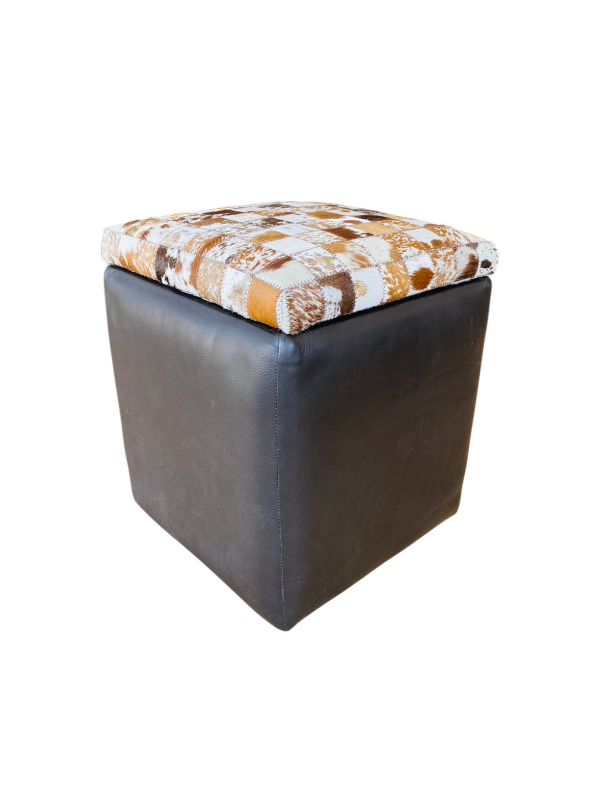 Authentic Nguni Cowhide Ottoman – THS10035 ( 40mm X 40mm X 47mm)