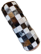 Brown and White Nguni Cow Hide Bolster Cushion the hide shop