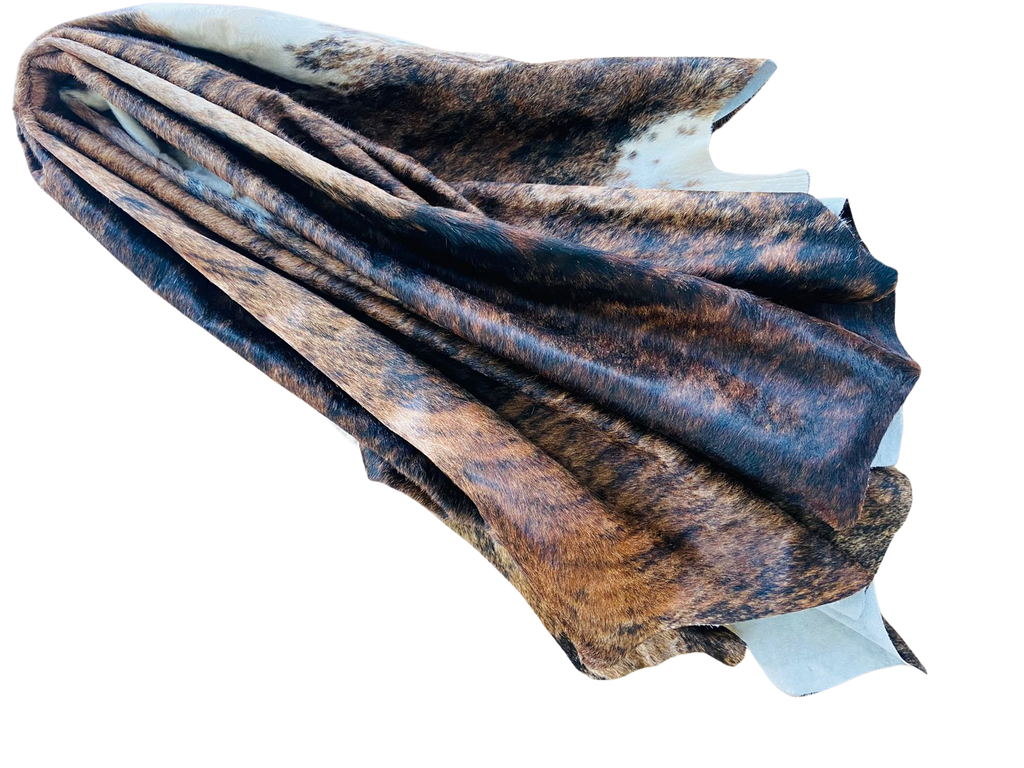 Brown and white Brindle cowhide rug 