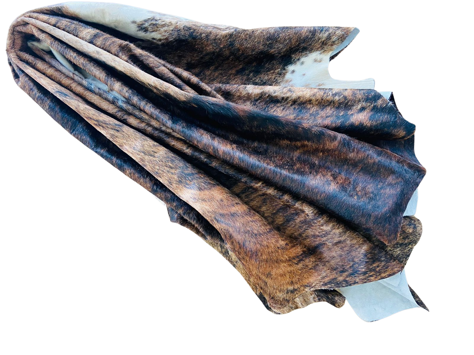 Brown and white Brindle cowhide rug 