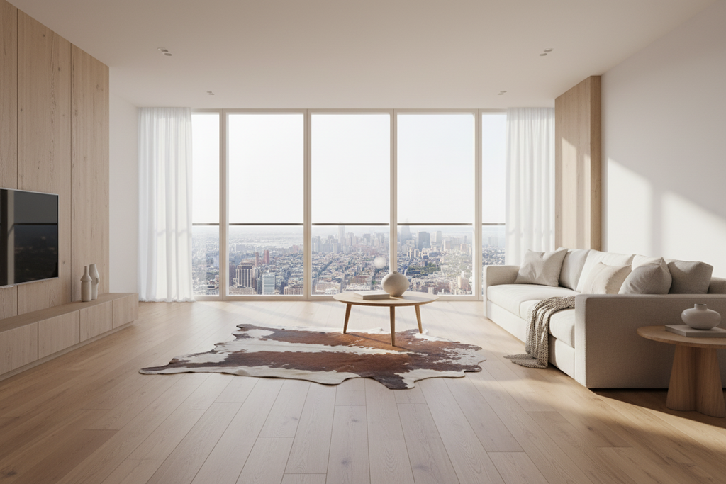 Nguni Cowhide Rug Chocolate Brown & White 2.20m x 1.70m | The Hide Shop Fourways