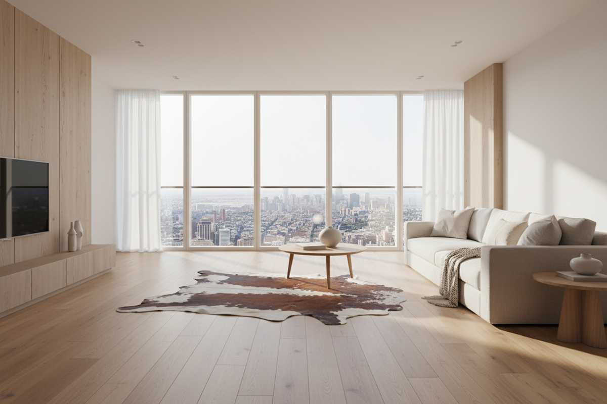 Nguni Cowhide Rug Chocolate Brown & White 2.20m x 1.70m | The Hide Shop Fourways