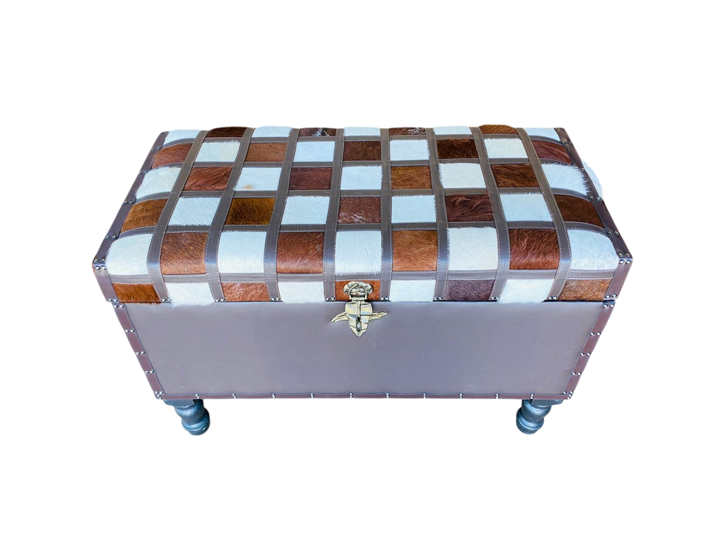 Checkered patterned ottoman 