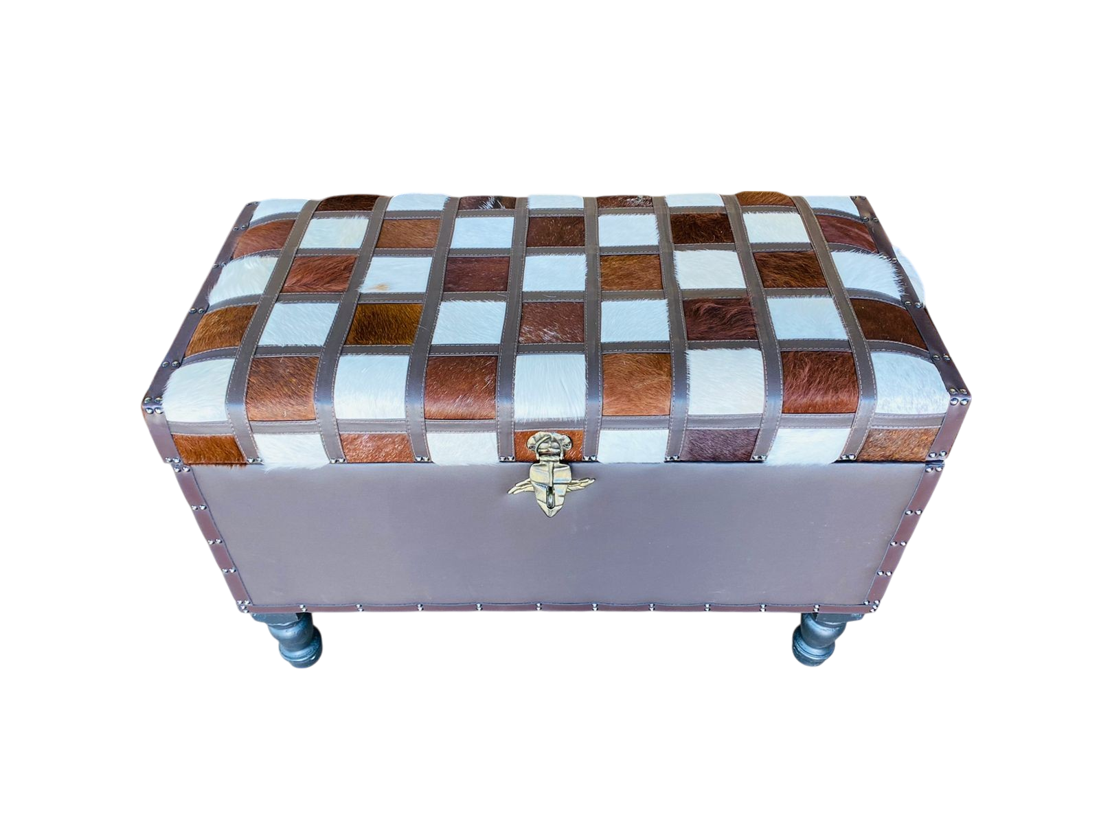 Checkered patterned ottoman 