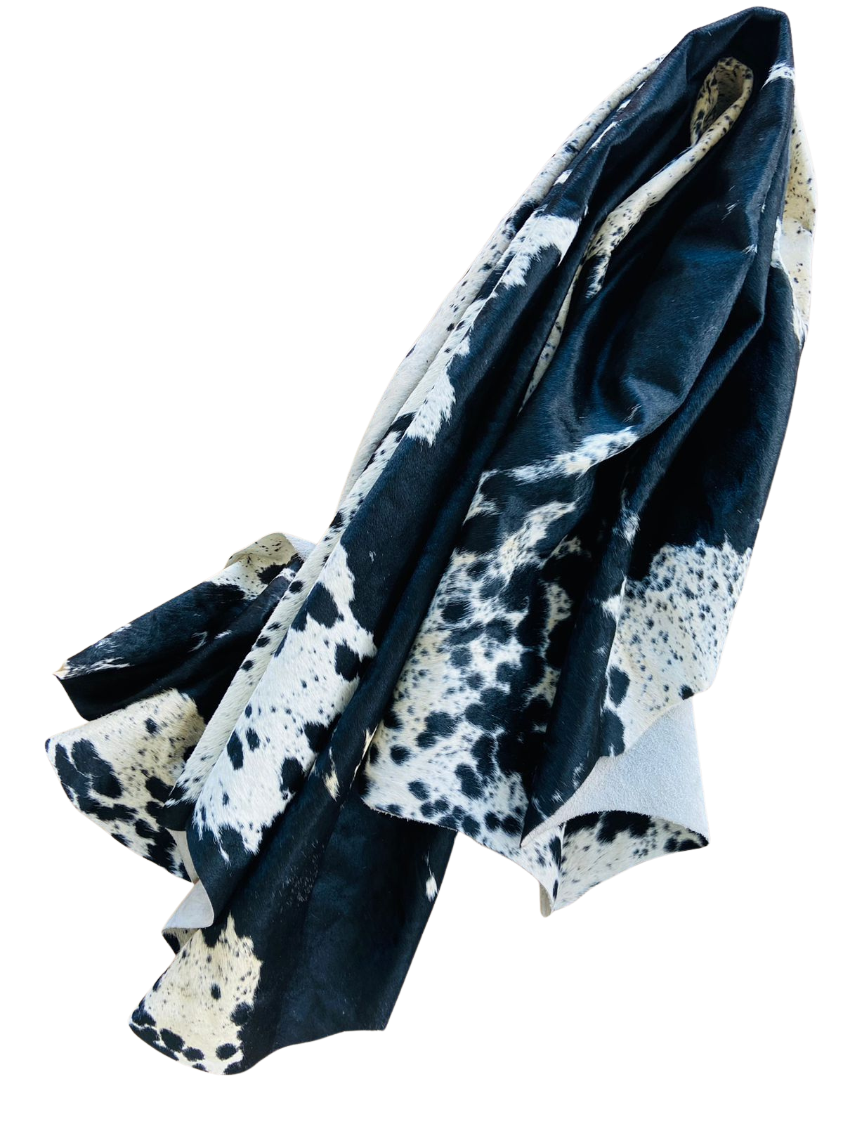 FOLDED BLACK AND WHITE COWHIDE