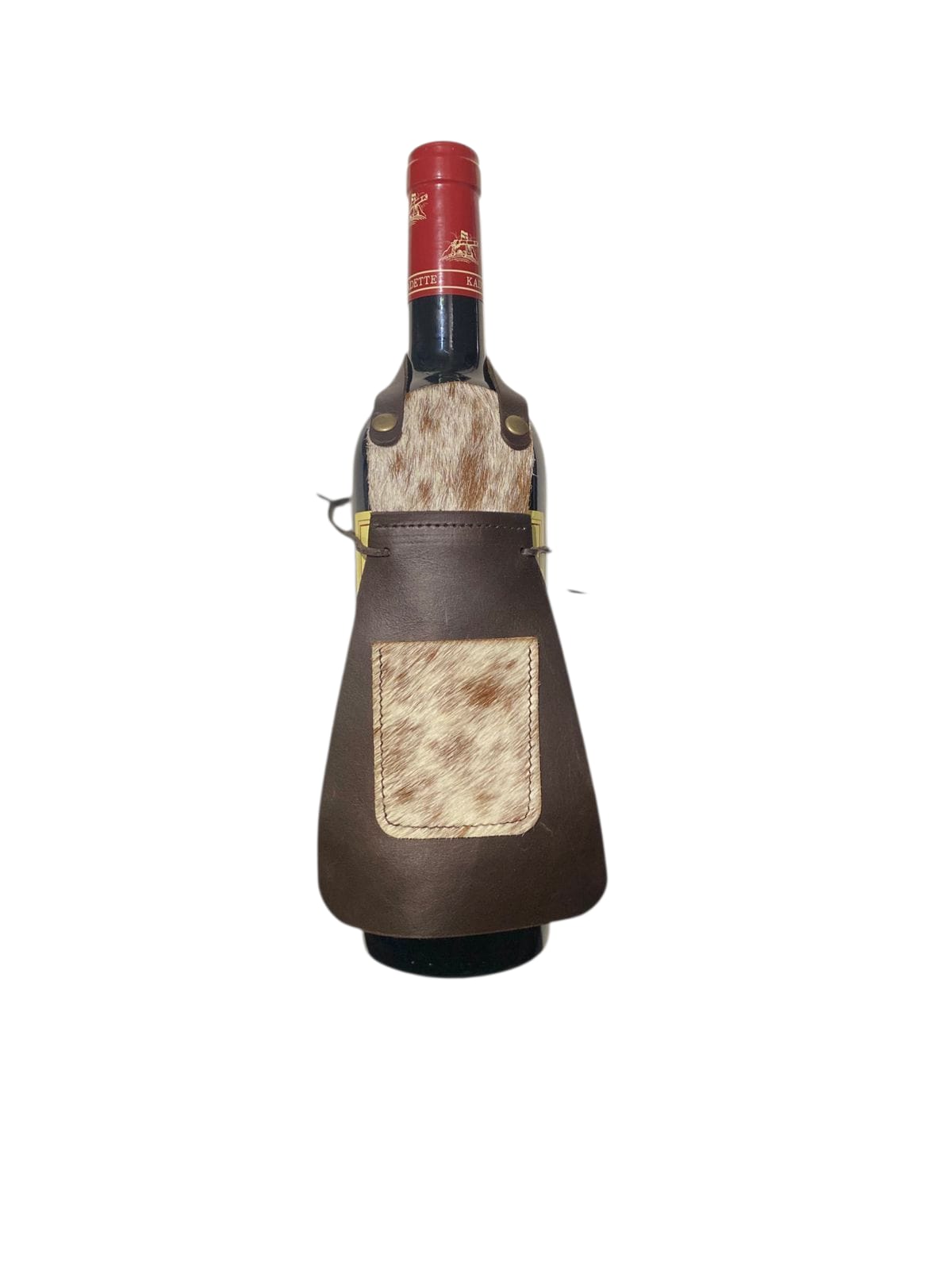 Wine bottle in a decorative leather holder