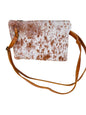 Nguni Cowhide Sling Bag with Genuine Leather Strap 20cm x 15 cm Brown and White - THS39274