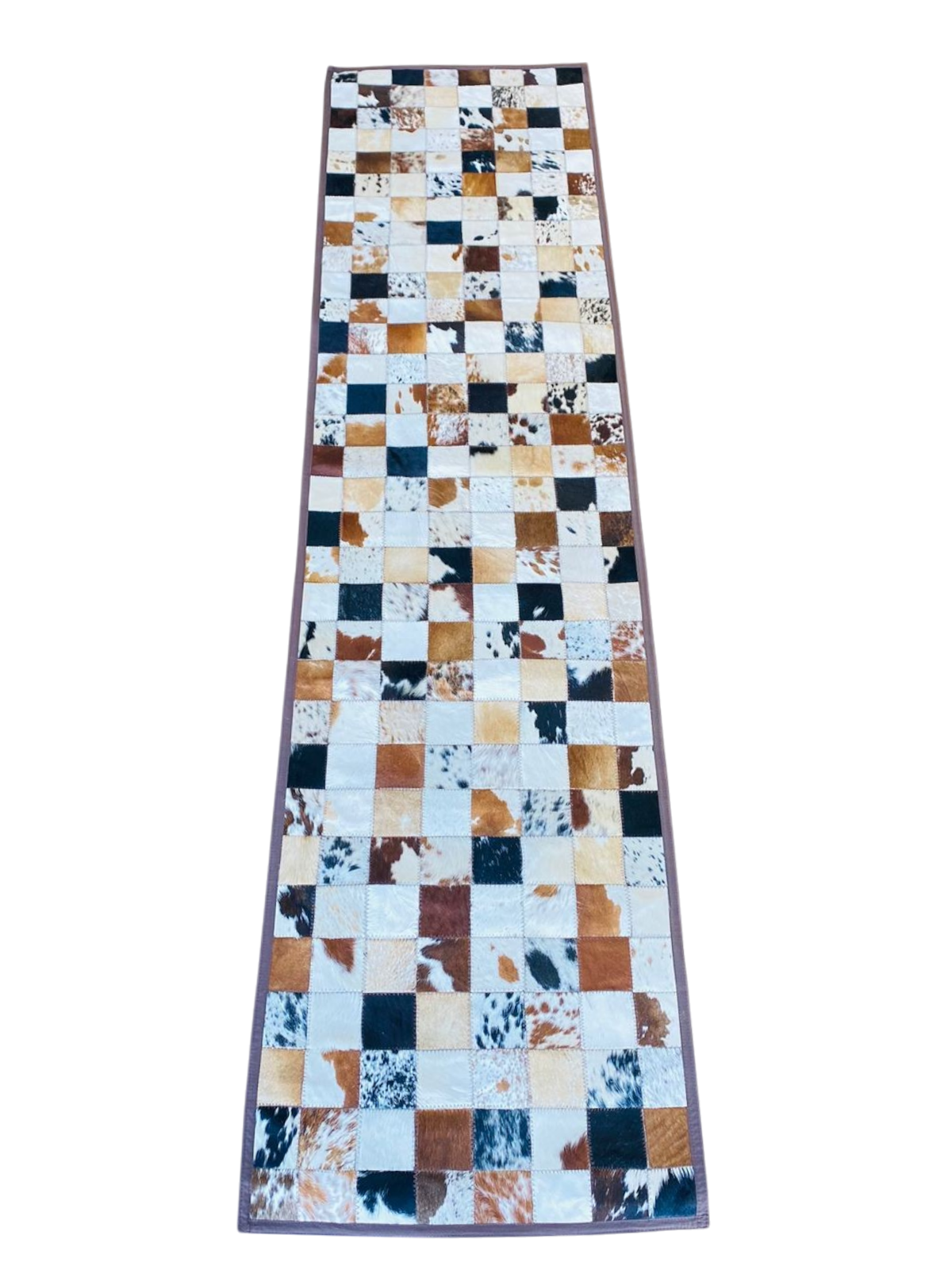 cow hide patchwork table runner  